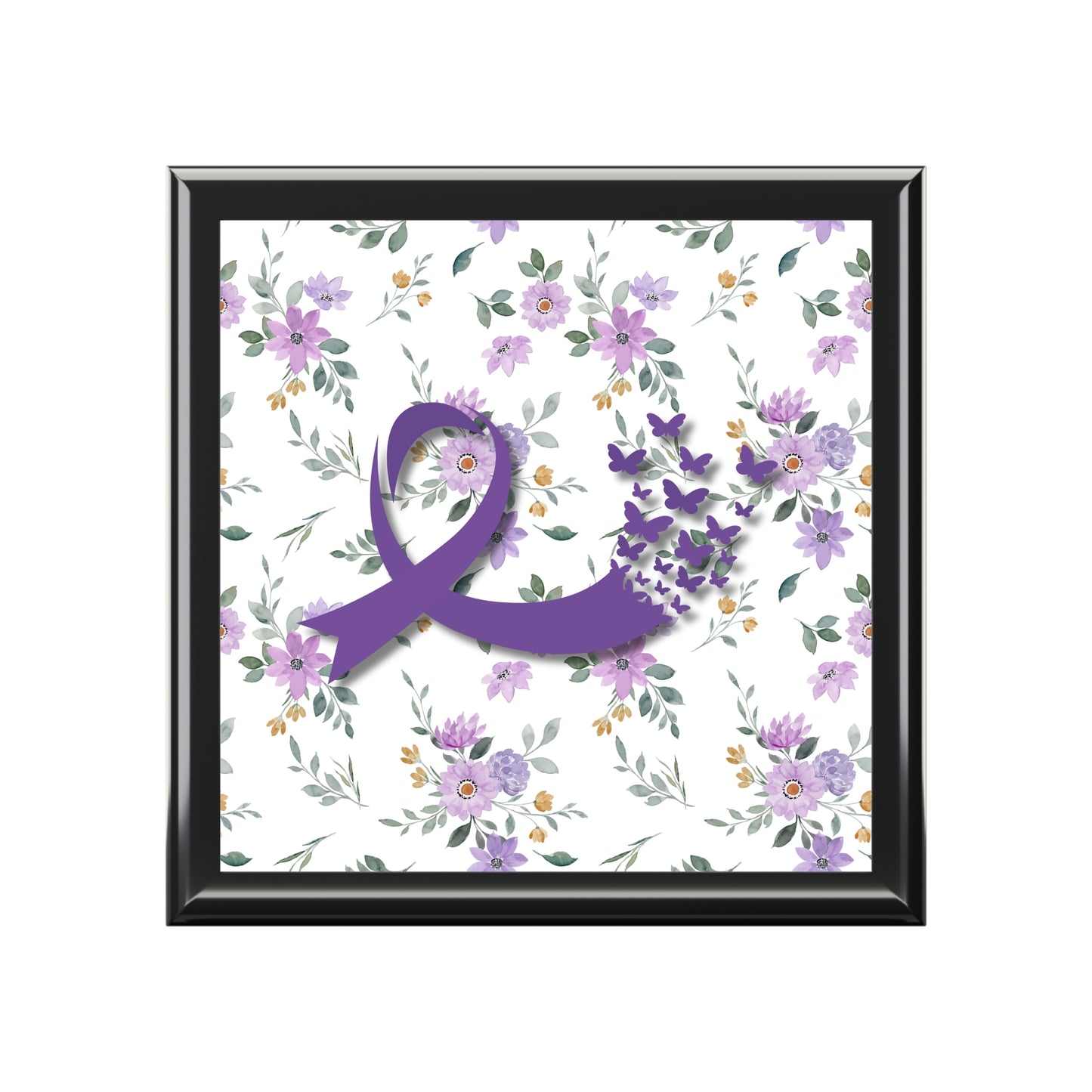 Purple Ribbon & Butterfly Jewelry Box