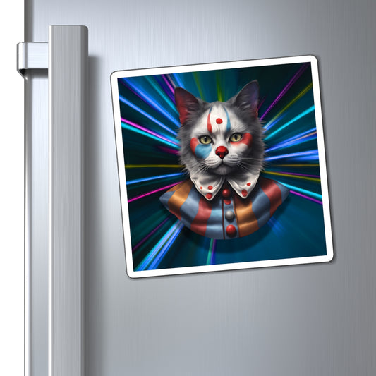 Whimsical Cat Clown Magnet - Colorful Home Decor for Cat Lovers