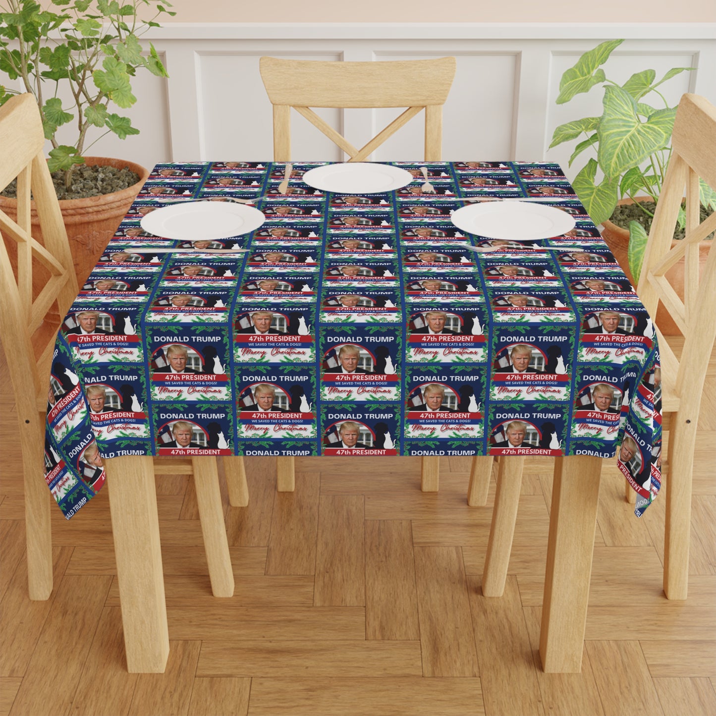 Donald Trump 47th President Christmas Tablecloth