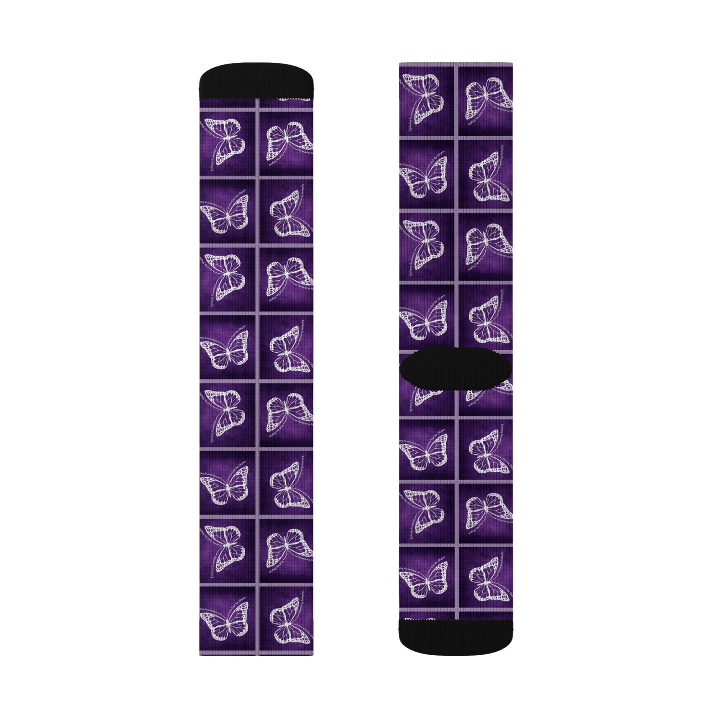 Purple Butterfly Pattern Sublimation Socks