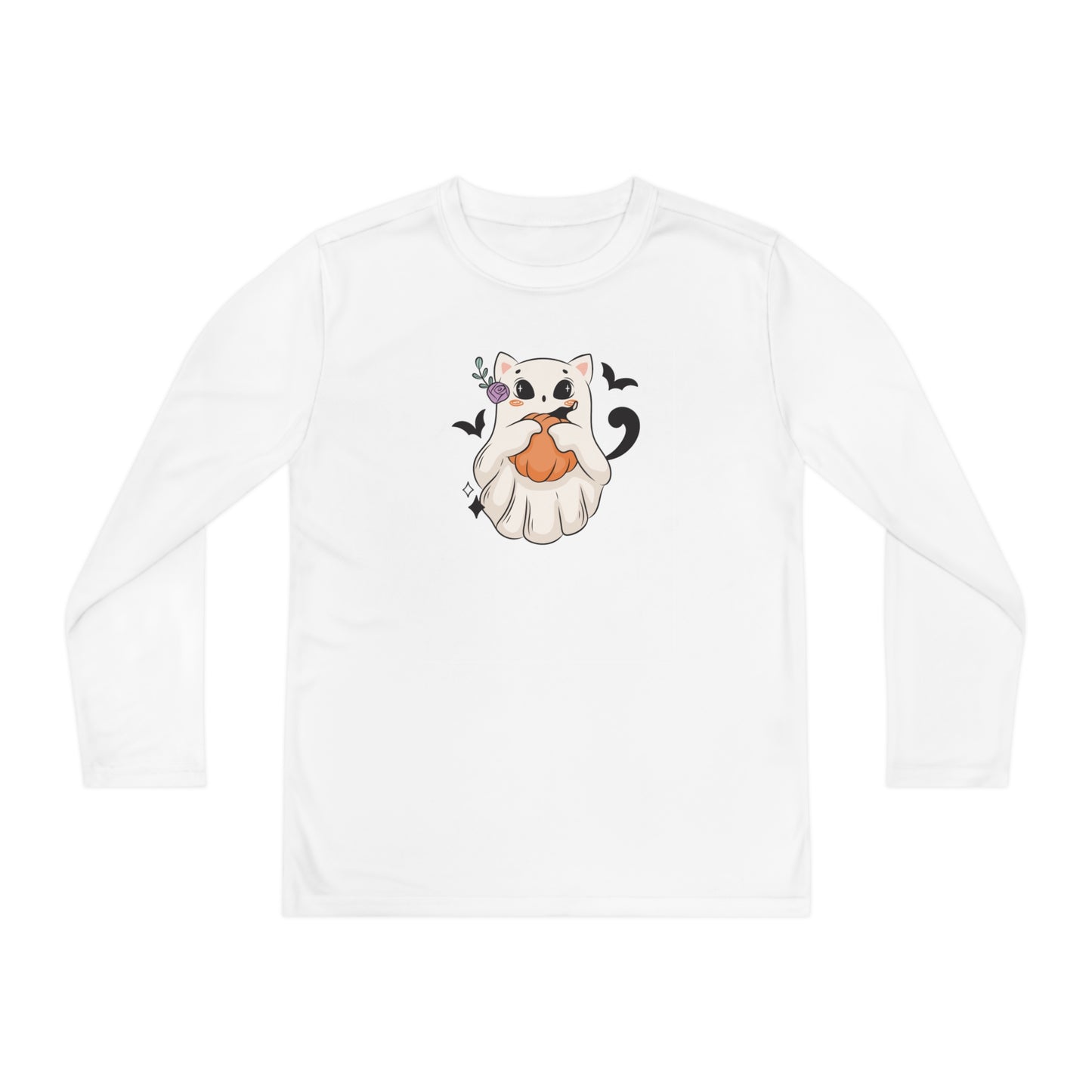 Sweet Kitty Ghost Youth Long Sleeve Competitor Tee - Kids clothes - Epileptic Al’s Shop