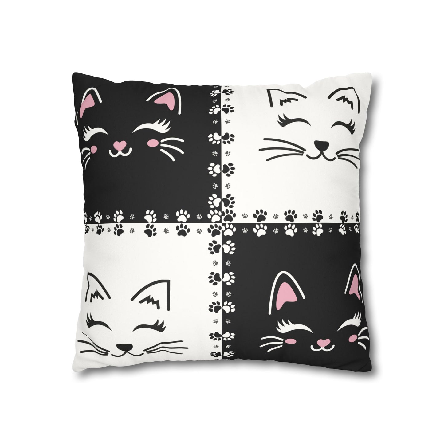 Cute Cat Faux Suede Pillowcase - Decorative Cushion Cover for Cat Lovers