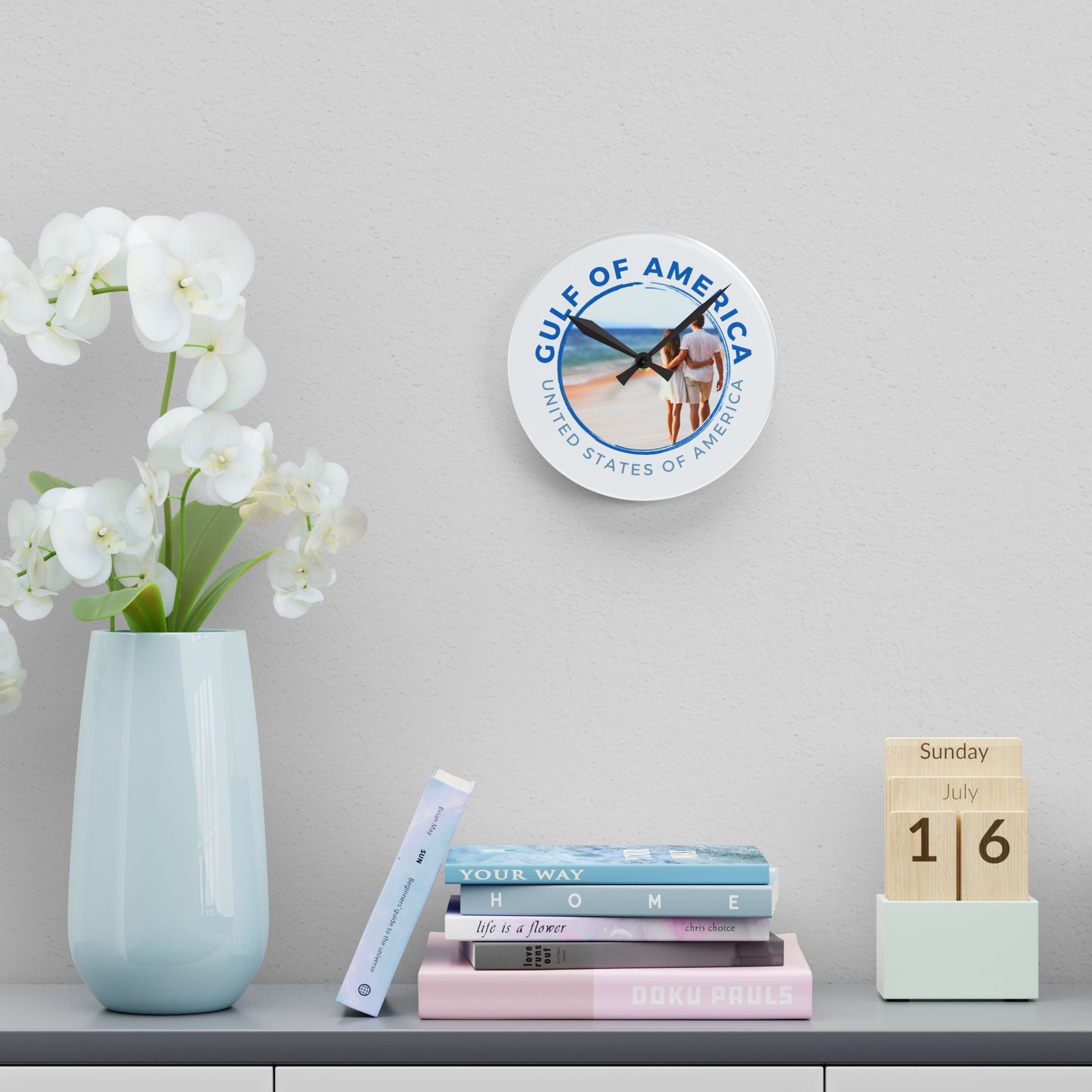 Gulf of America Acrylic Wall Clock - Coastal Home Decor, Beach Lover Gift