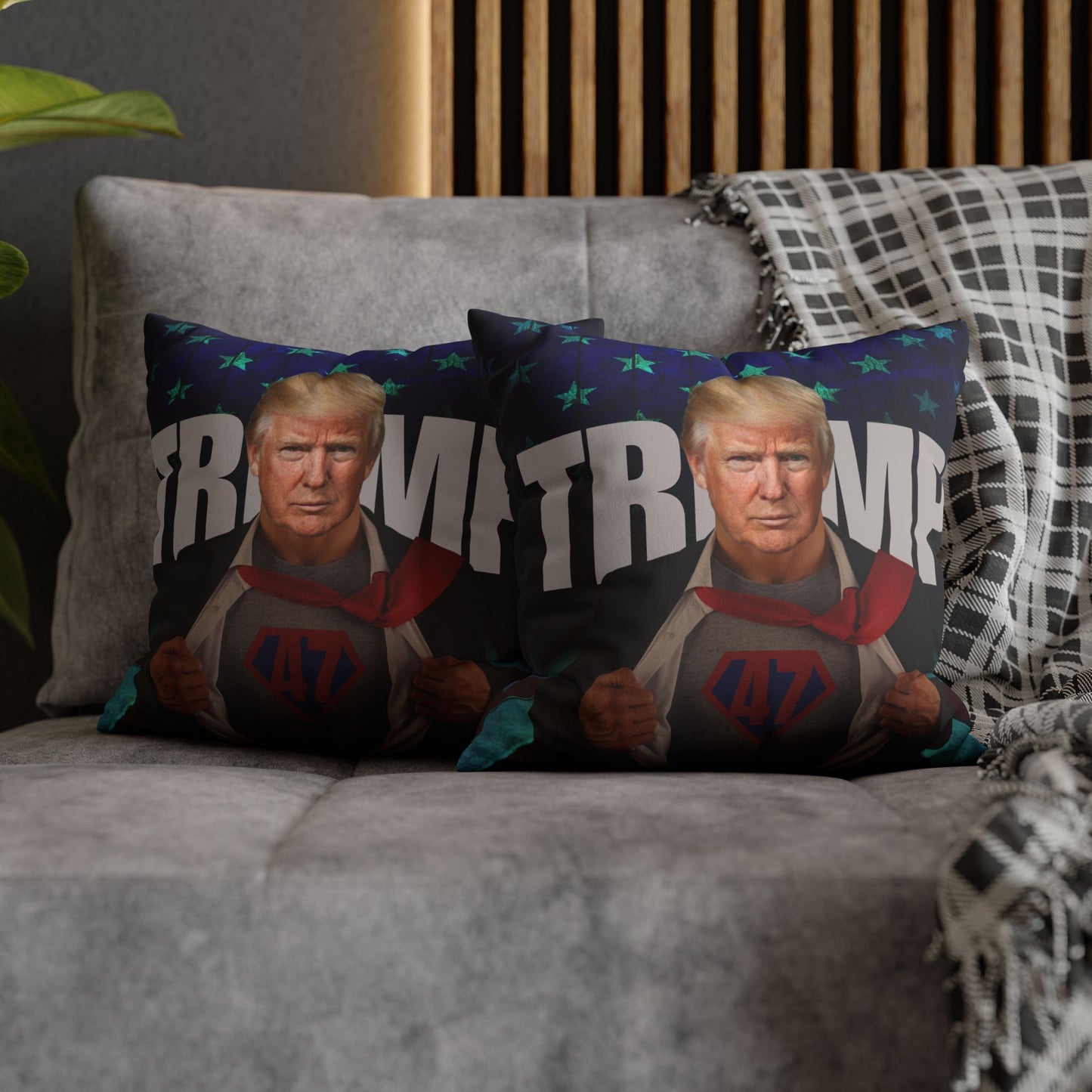 Trump Superhero Faux Suede Pillowcase - Patriotic Home Decor