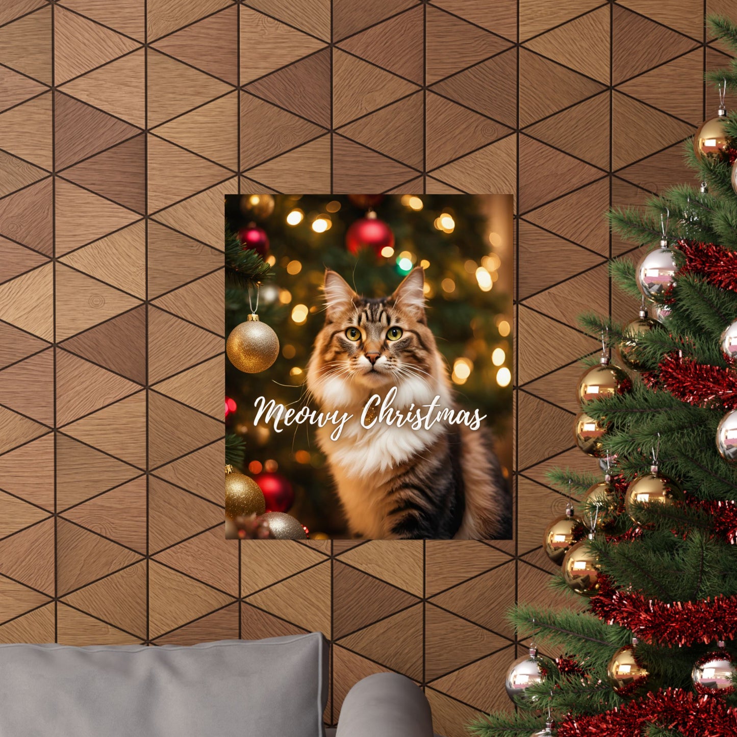 Meowy Christmas Kitty Matte Vertical Posters