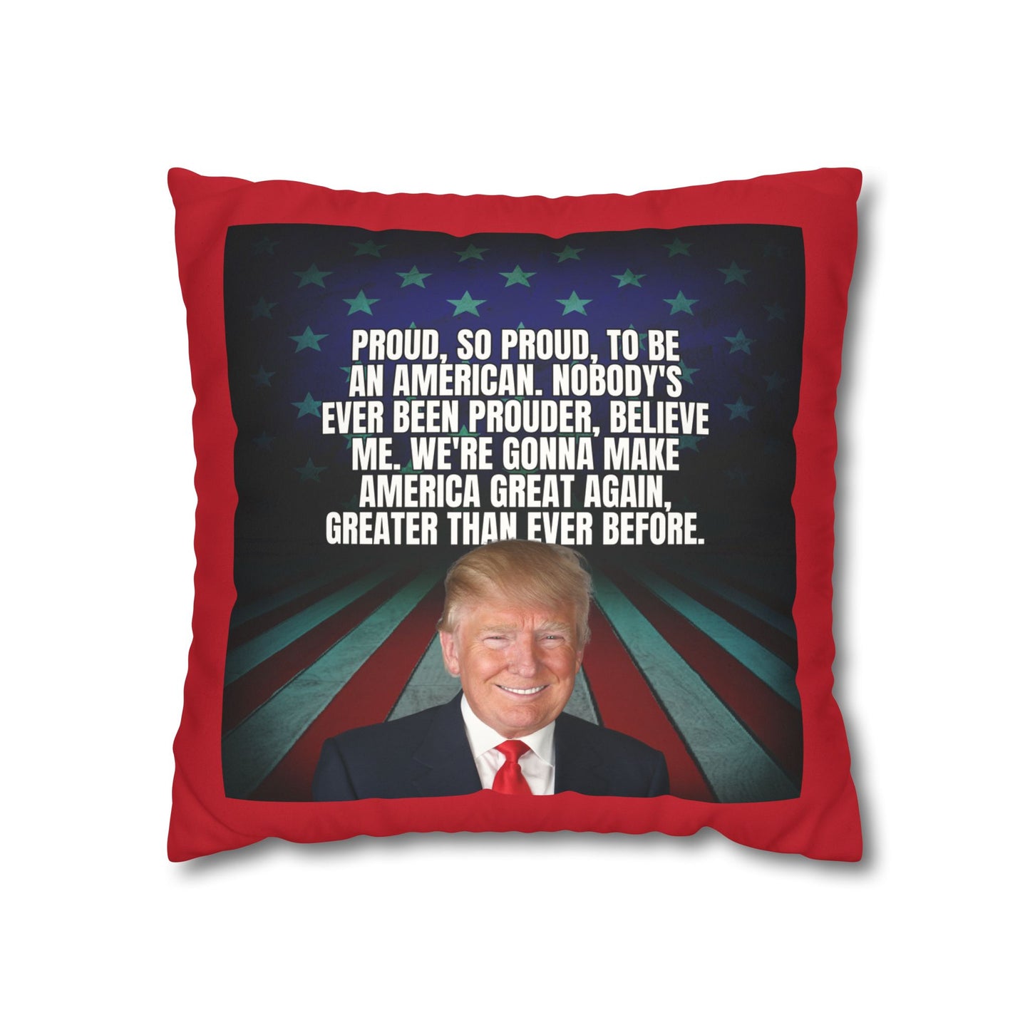 Patriotic Faux Suede Square Pillowcase - 'Proud to be an American'