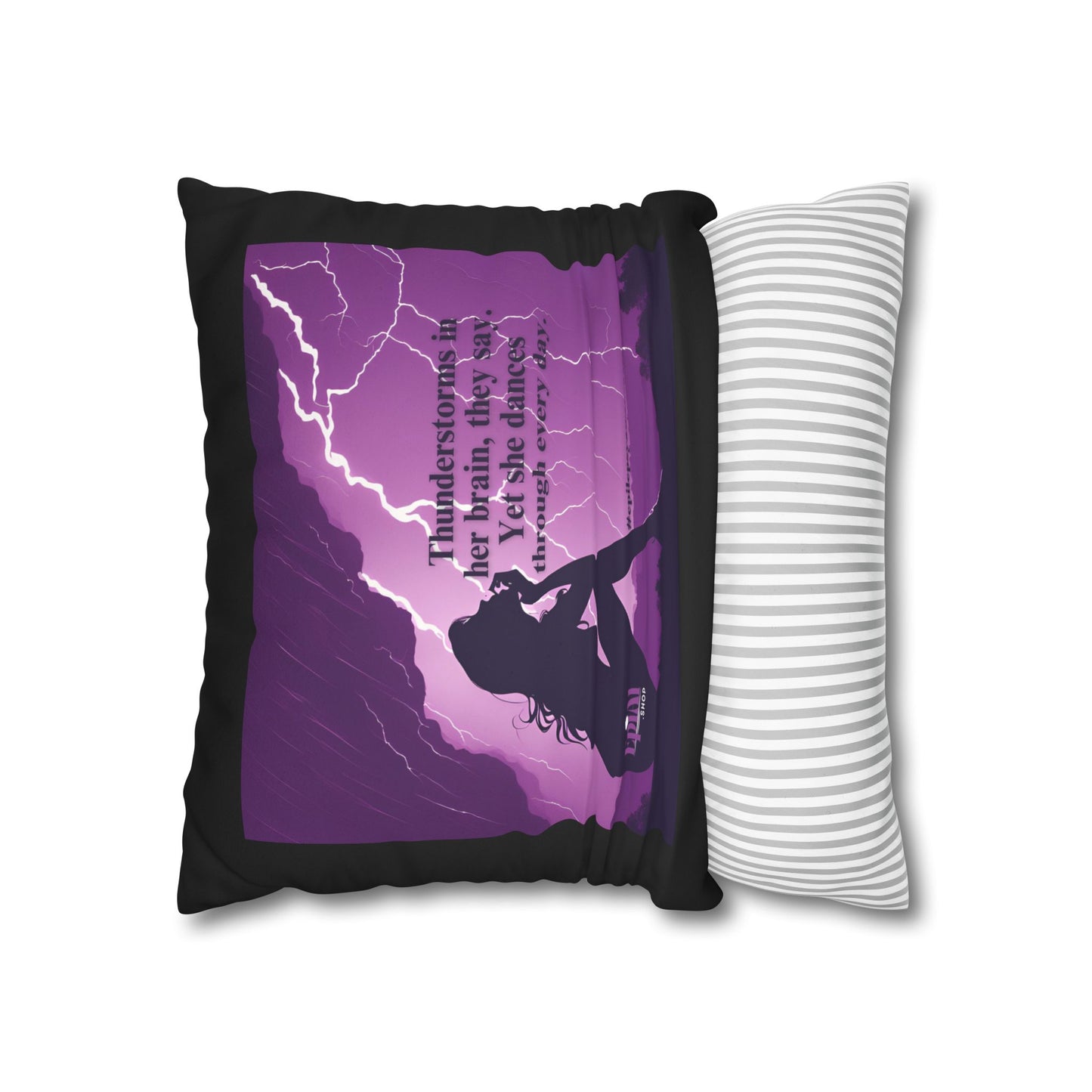 Empowerment Faux Suede Pillowcase - 'Thunderstorms in Her Brain' Design for Epilepsy Awareness