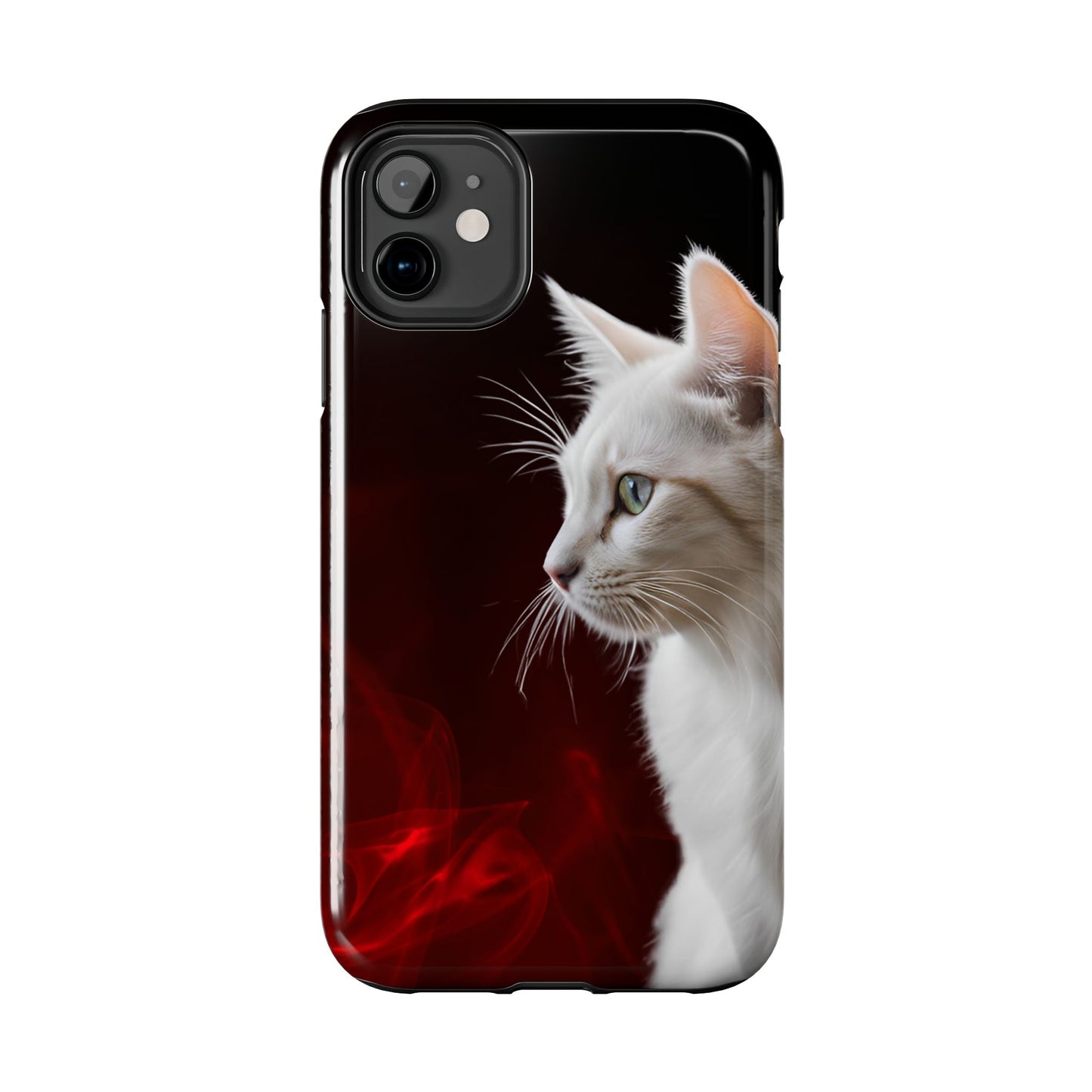 Stylish Tough Phone Case with White Cat Portrait - Perfect for Cat Lovers!