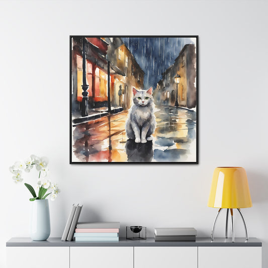 Watercolor Fluffy Cat Gallery Canvas Wraps, Square Frame - Canvas - Epileptic Al’s Shop