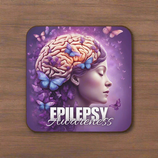 Beautiful Brain Epilepsy Awareness Hardboard Back Coaster