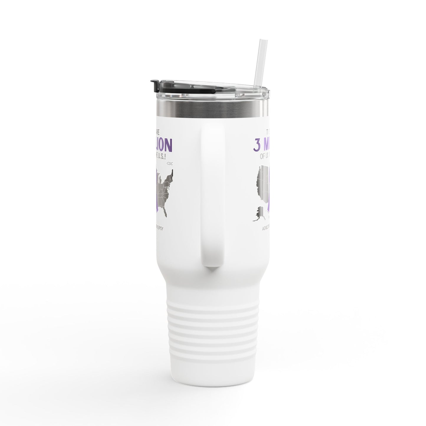 Epilepsy Awareness Insulated Travel Mug - 40oz - '3 Million of Us in the U.S.'