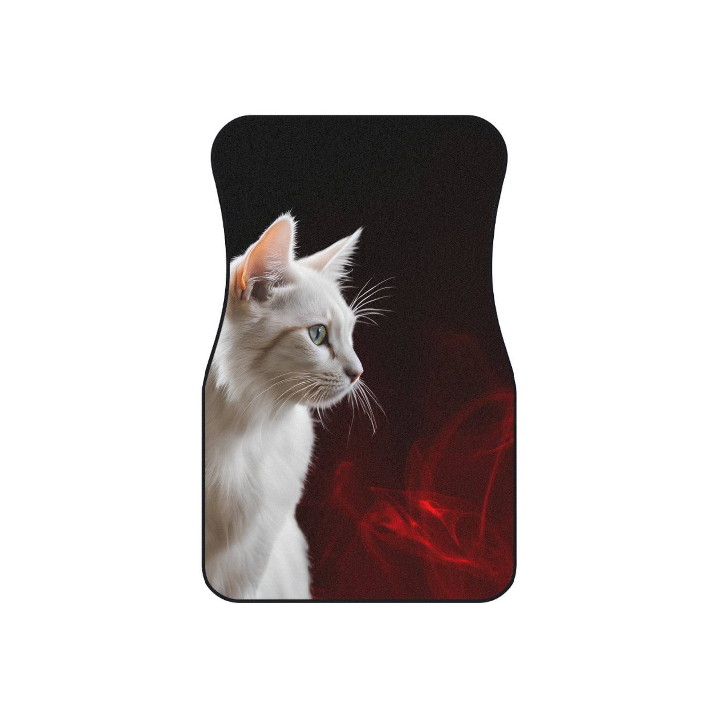 Elegant White Cat Car Mats - Set of 4 - Stylish Auto Accessories for Pet Lovers