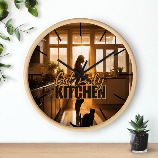 Brown Cat Lady Kitchen Wall Clock