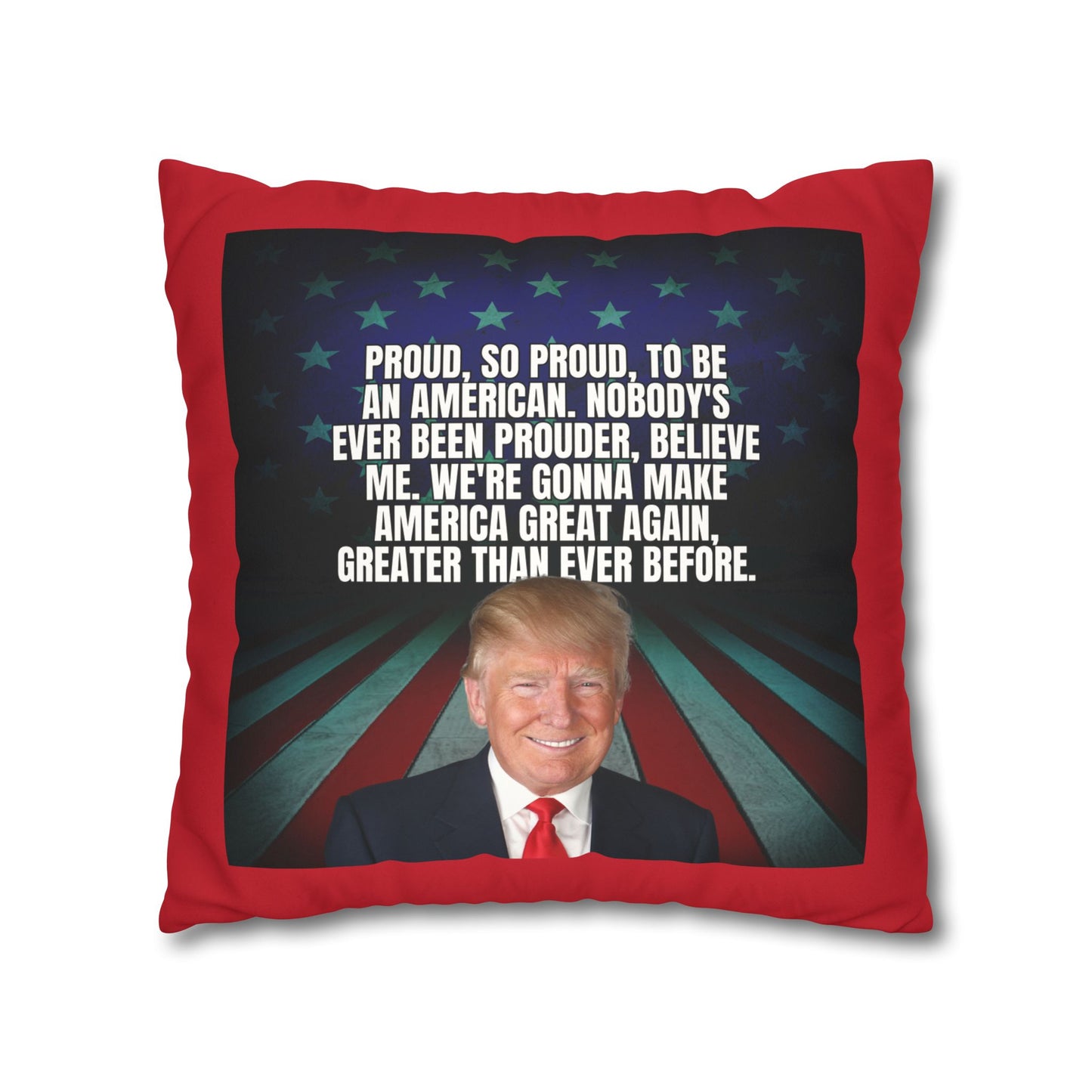 Patriotic Faux Suede Square Pillowcase - 'Proud to be an American'