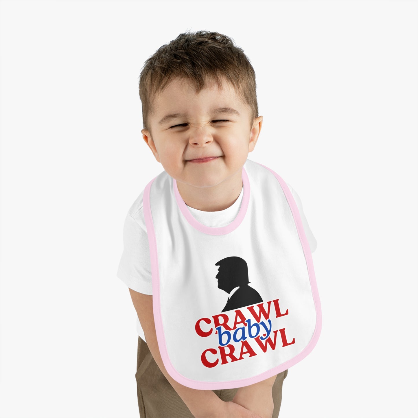 Crawl Baby Crawl Bib - Fun Contrast Trim Jersey Bib for Your Little One