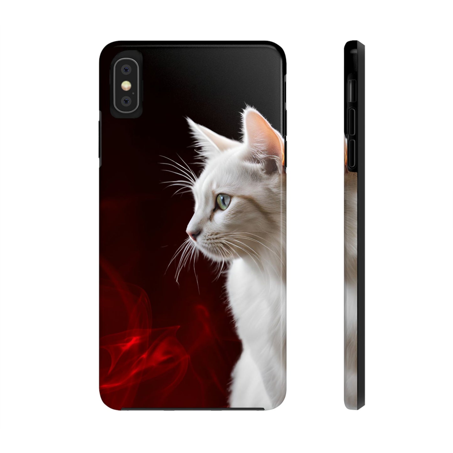 Stylish Tough Phone Case with White Cat Portrait - Perfect for Cat Lovers!