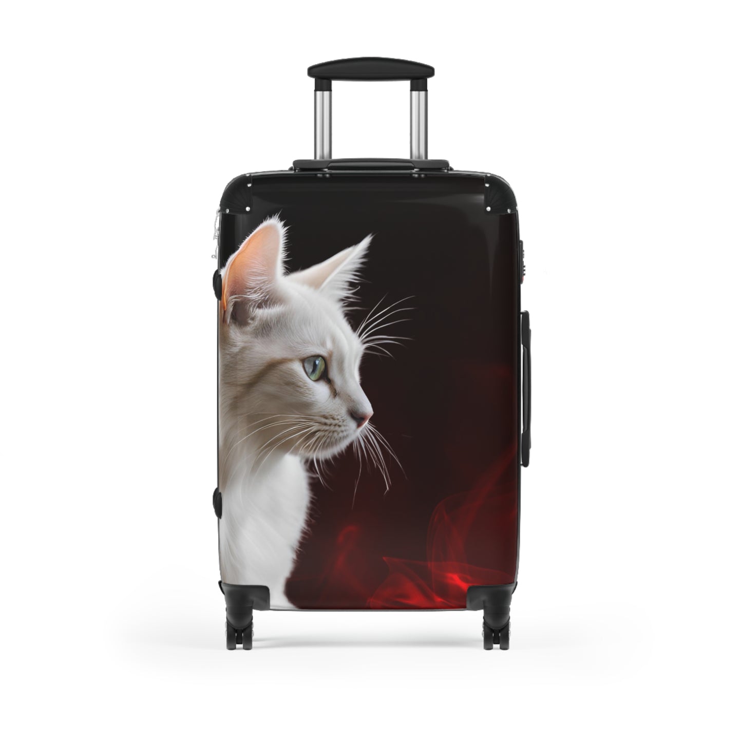 White Cat Design Suitcase - Stylish Travel Luggage for Cat Lovers