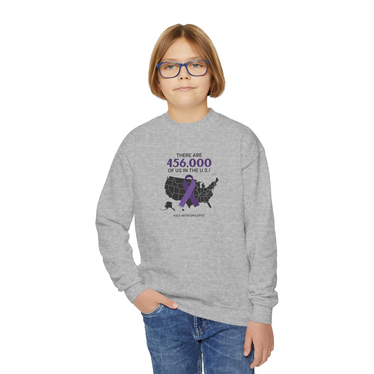 456,000 of Us Epilepsy Awareness Youth Crewneck Sweatshirt