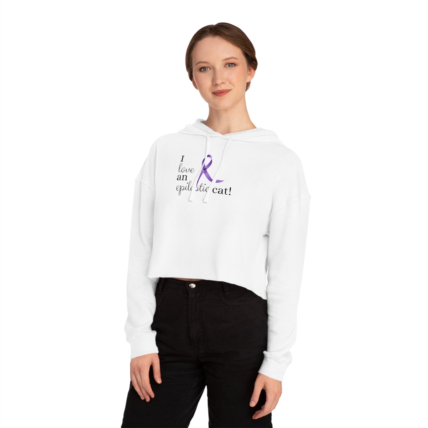 I Love an Epileptic Cat Women’s Cropped Hooded Sweatshirt