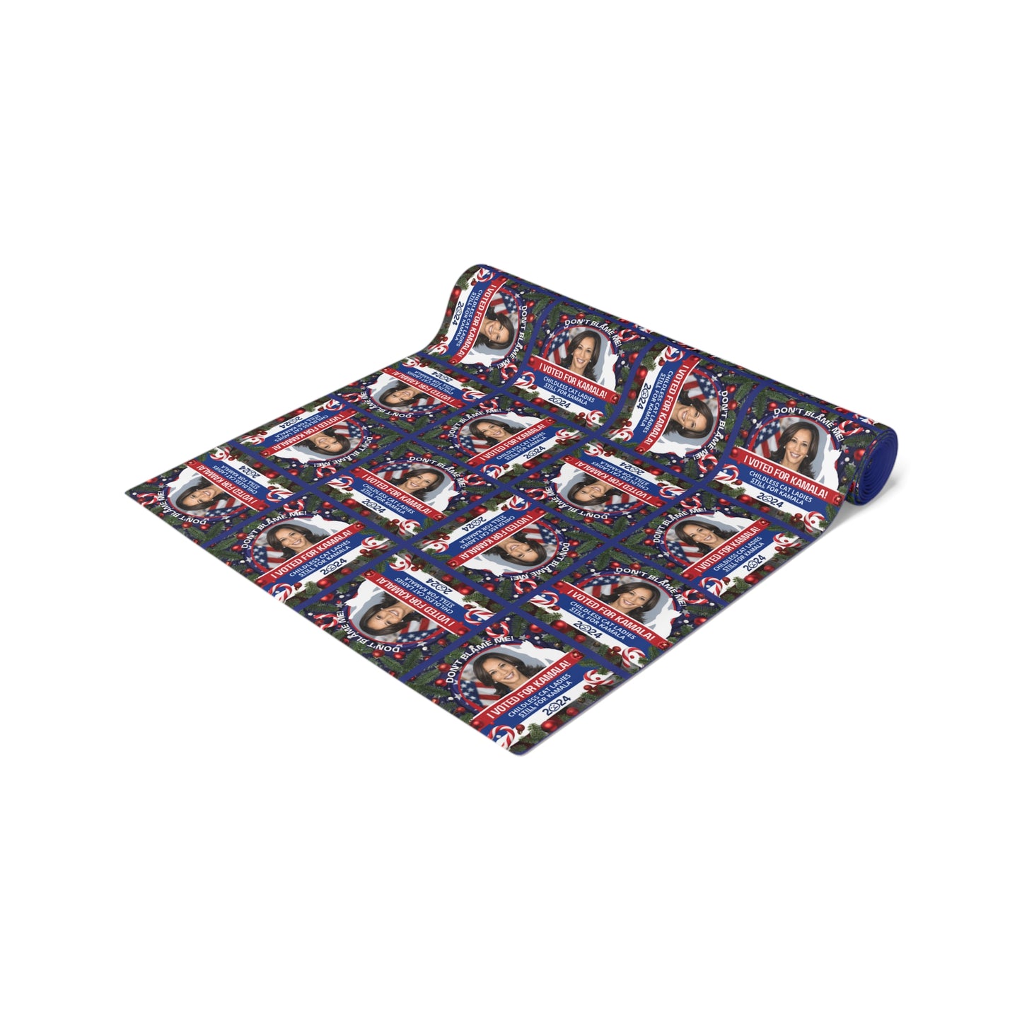 Never Give Up Kamala Christmas Themed Table Runner (Cotton, Poly)