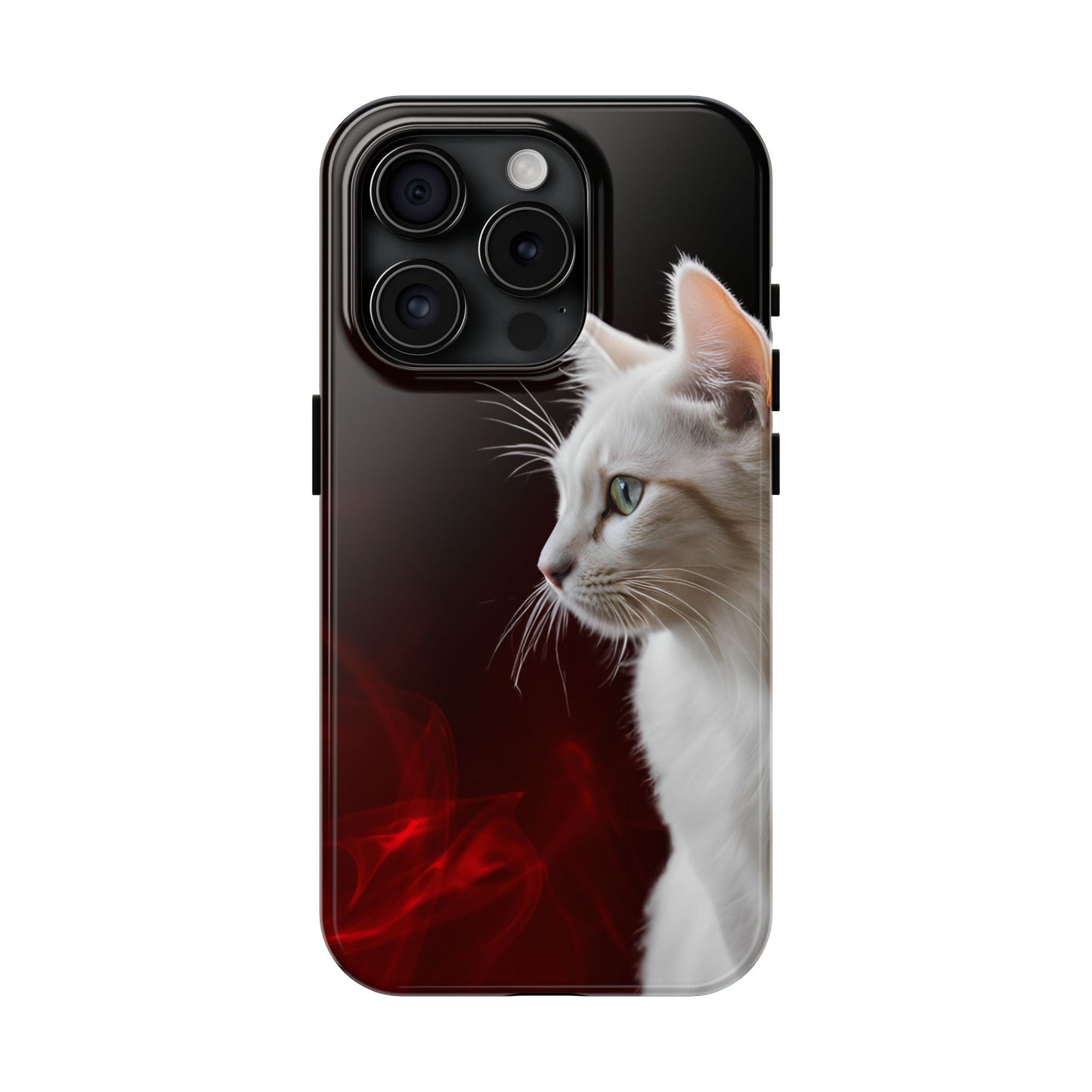 Stylish Tough Phone Case with White Cat Portrait - Perfect for Cat Lovers!