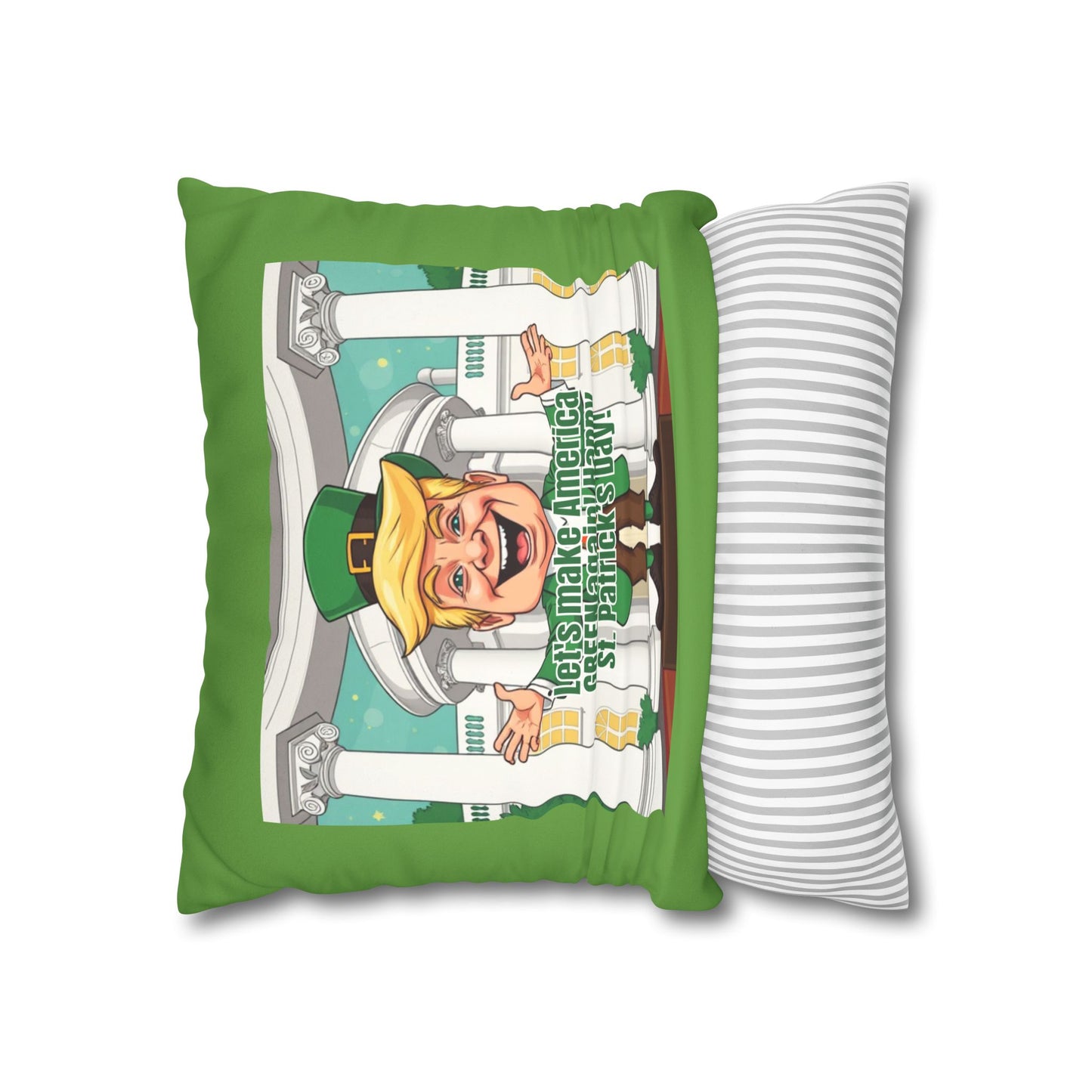 St. Patrick's Day Faux Suede Pillowcase - 'Let's Make America Green Again!'