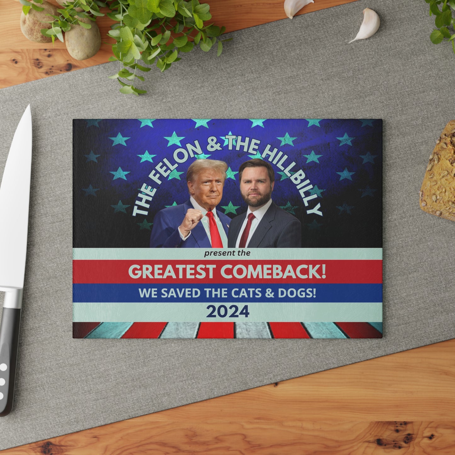 Felon & Hillbilly Greatest Comeback Glass Cutting Board