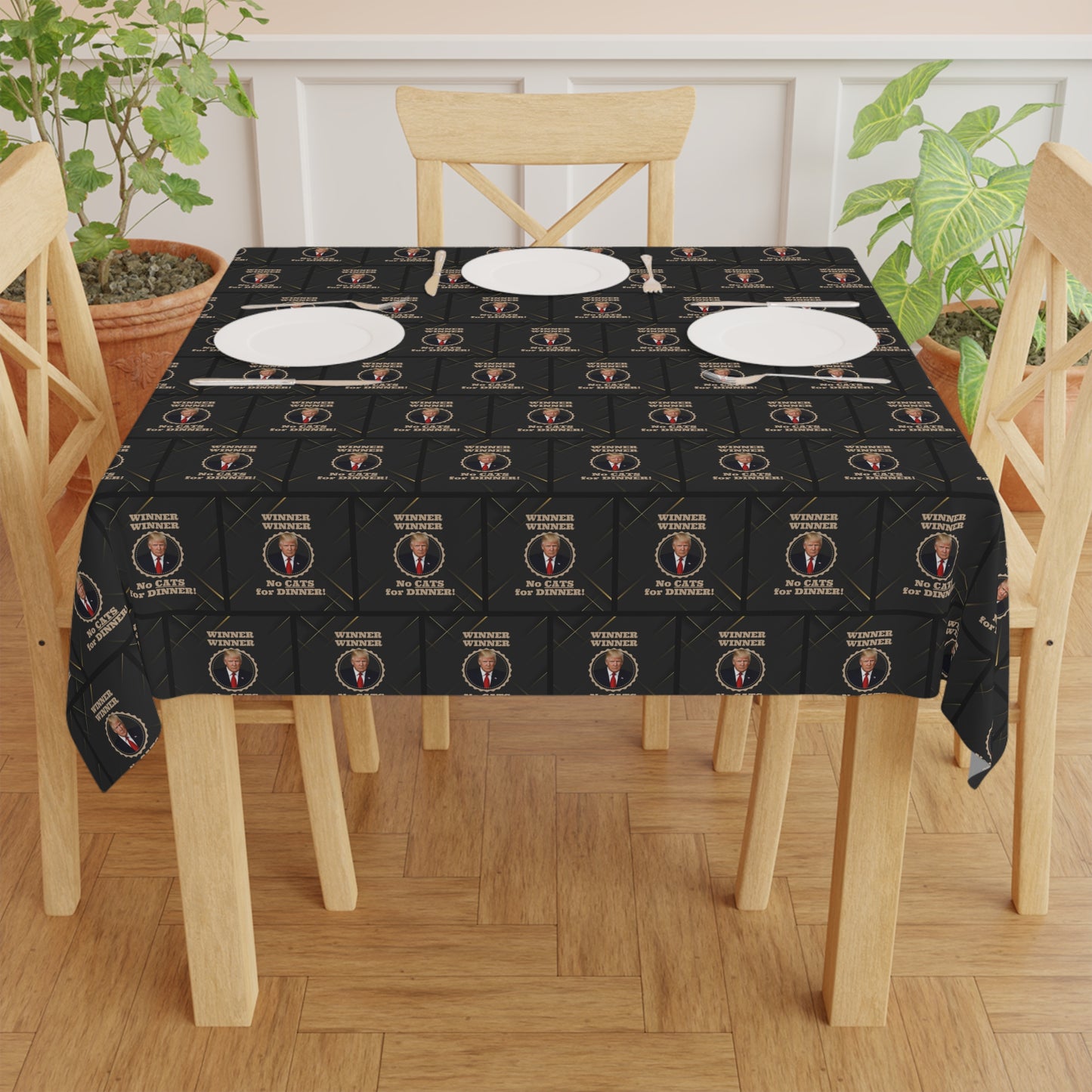 Winner Winner No Cats for Dinner Christmas Tablecloth