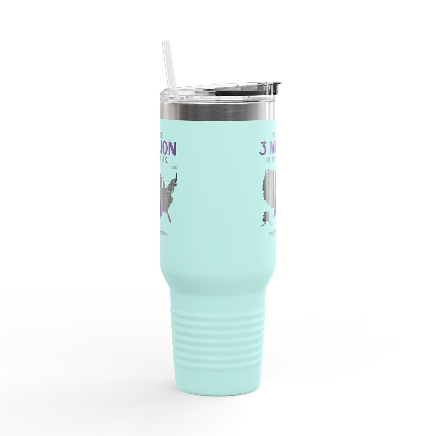 Epilepsy Awareness Insulated Travel Mug - 40oz - '3 Million of Us in the U.S.'