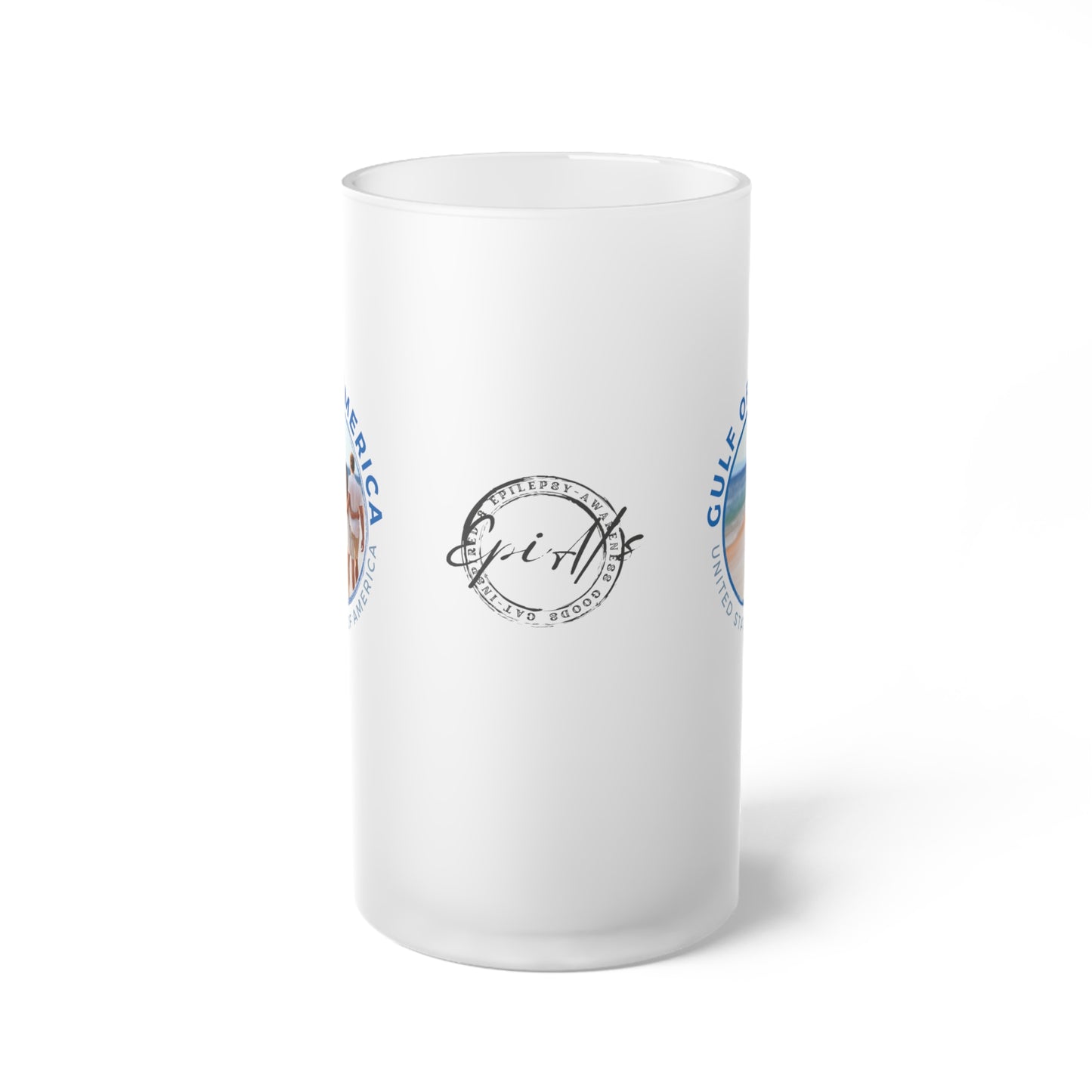 Gulf of America USA Frosted Glass Beer Mug