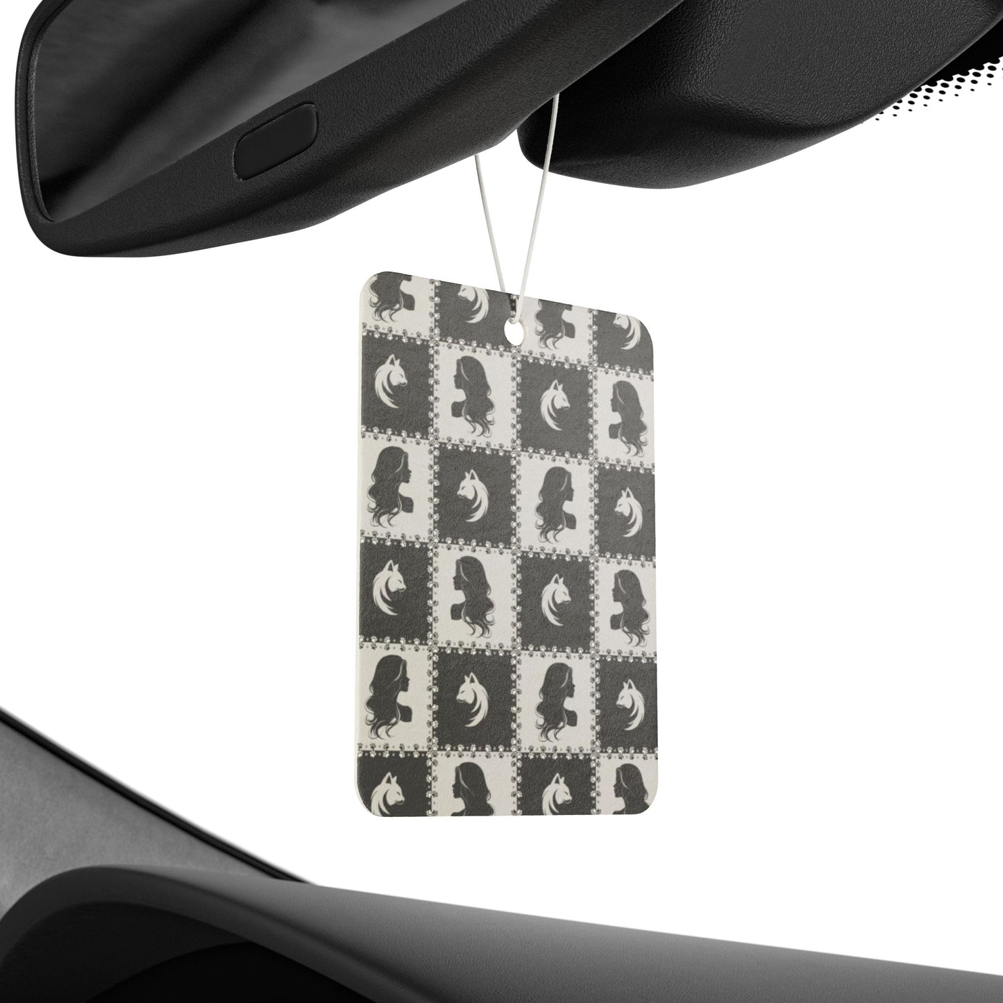 Black & White Cat Lady Car Air Freshener