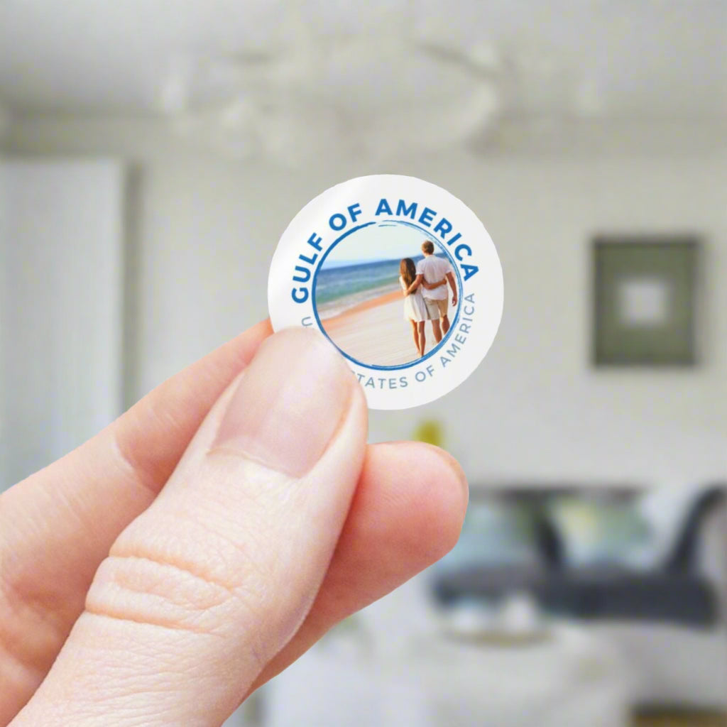 Gulf of America Round Sticker Labels - Coastal Vibes for Events & Gifts