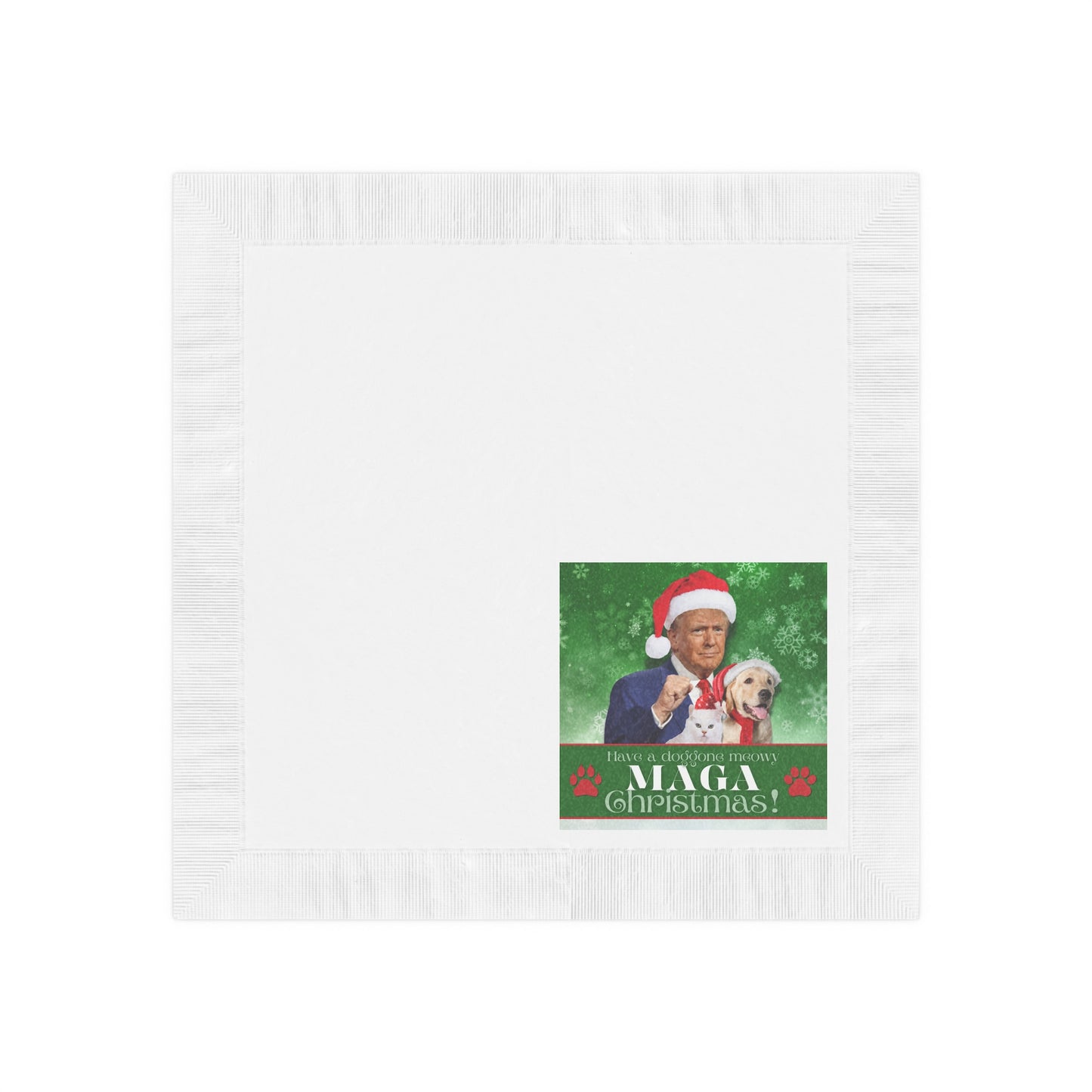 MAGA Christmas White Coined Napkins