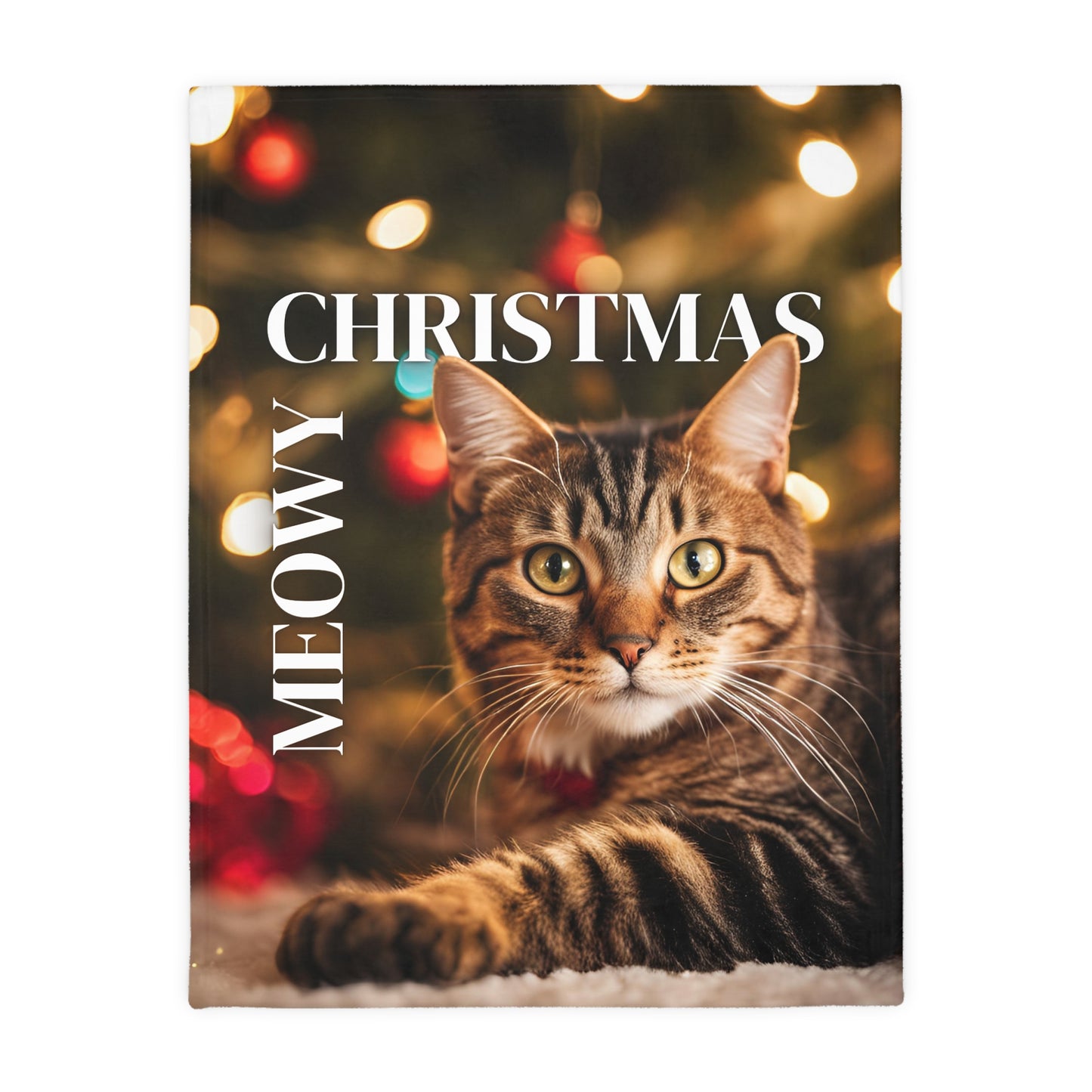 Meowy Christmas Velveteen Microfiber Blanket (Two-sided print)