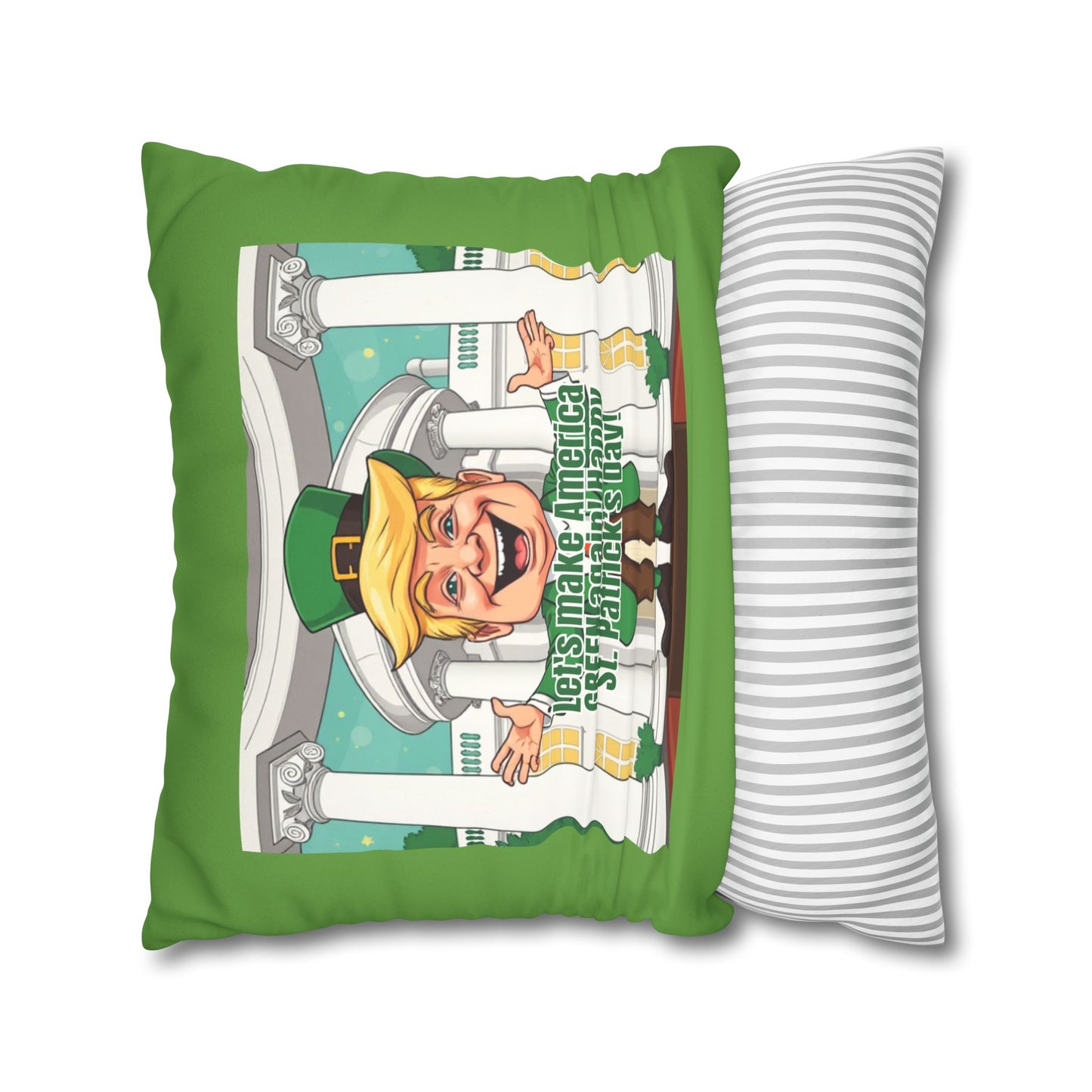 St. Patrick's Day Faux Suede Pillowcase - 'Let's Make America Green Again!'