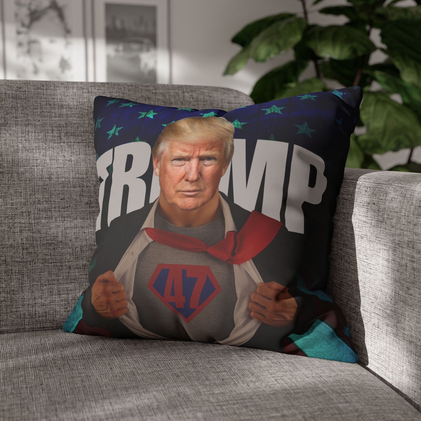 Trump Superhero Faux Suede Pillowcase - Patriotic Home Decor