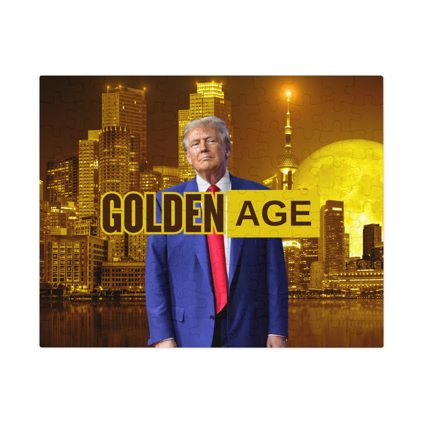 Trump's Golden Age Jigsaw Puzzle with Tin