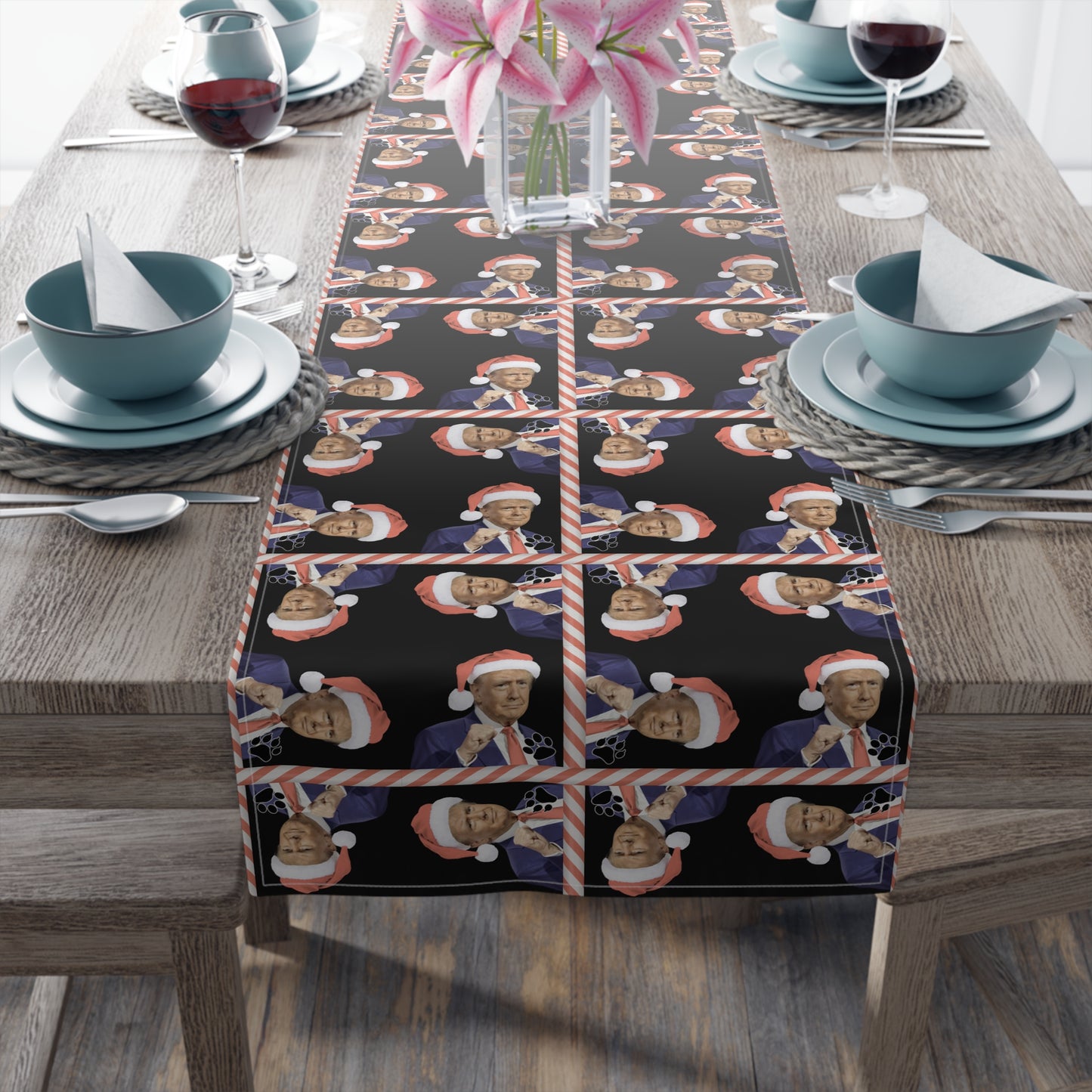 Trump Novelty Christmas Table Runner (Cotton, Poly)