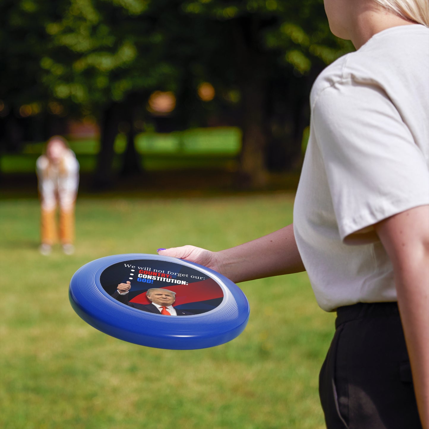 Patriotic Frisbee - "We Will Not Forget Our Country; Constitution; God!"