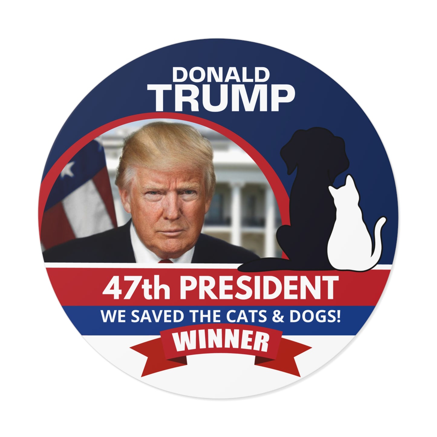 Trump 47th President Round Vinyl Stickers