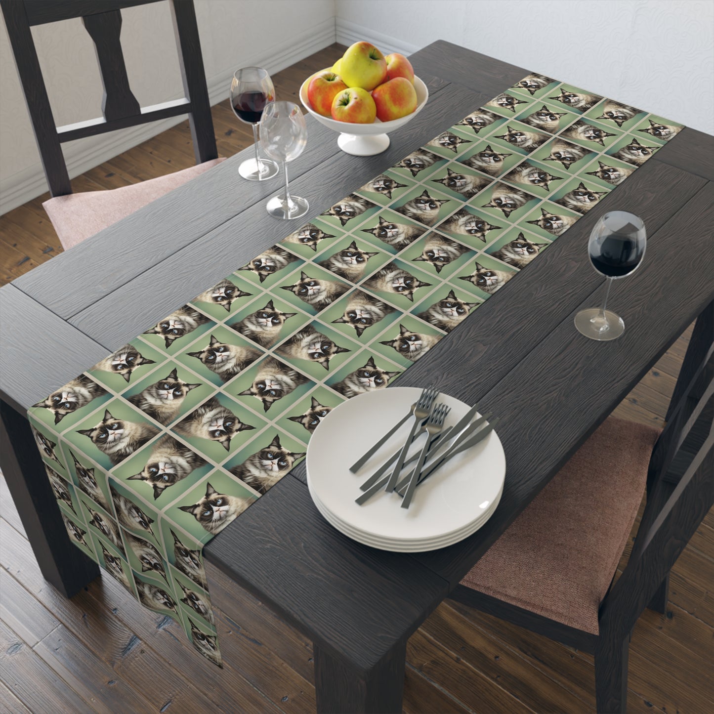 Whimsical Cat Print Table Runner - Perfect for Cat Lovers and Home Decor