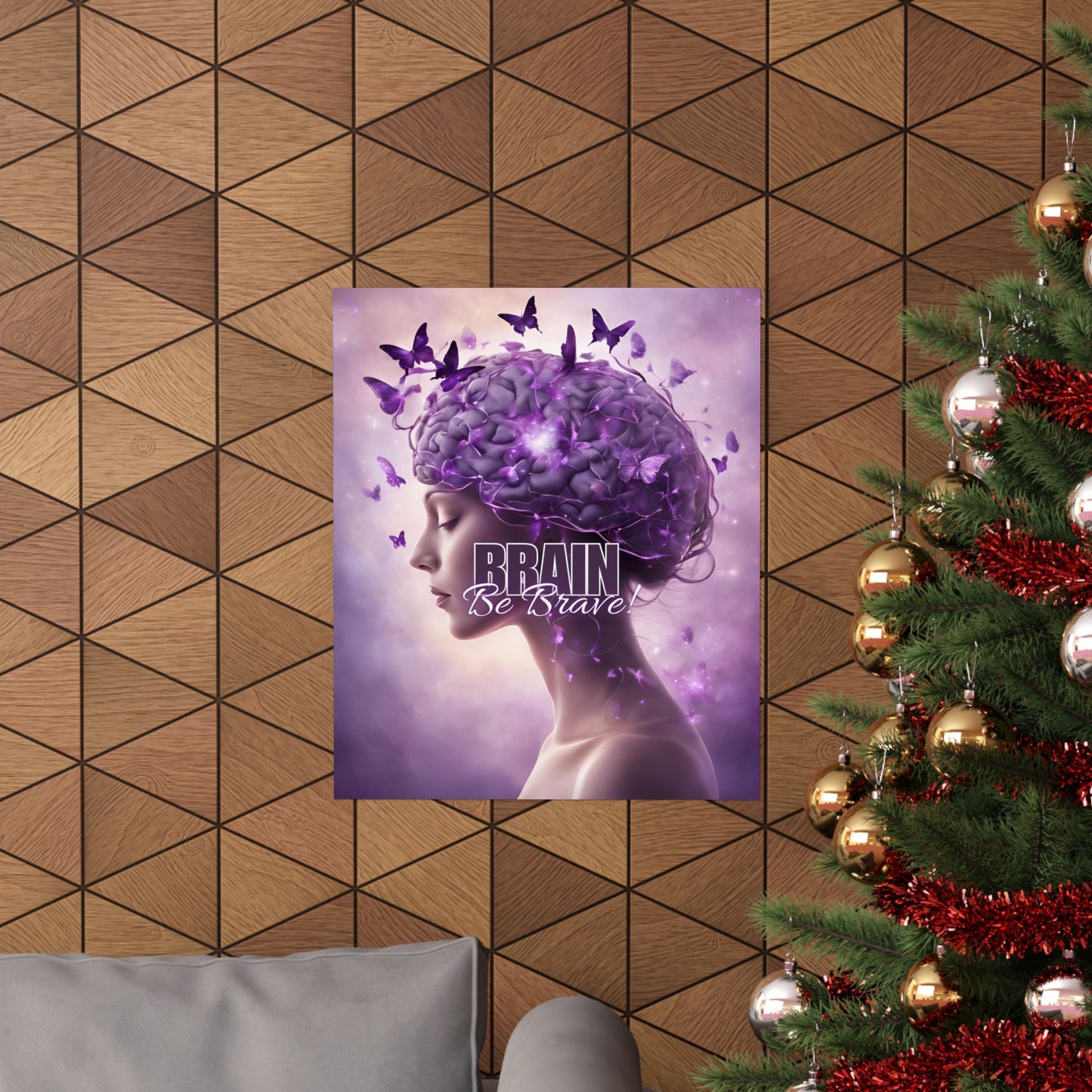 Purple Brain Be Brave Matte Vertical Posters