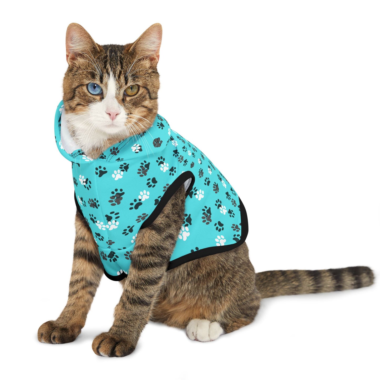 Teal Paw Prints Pet Hoodie