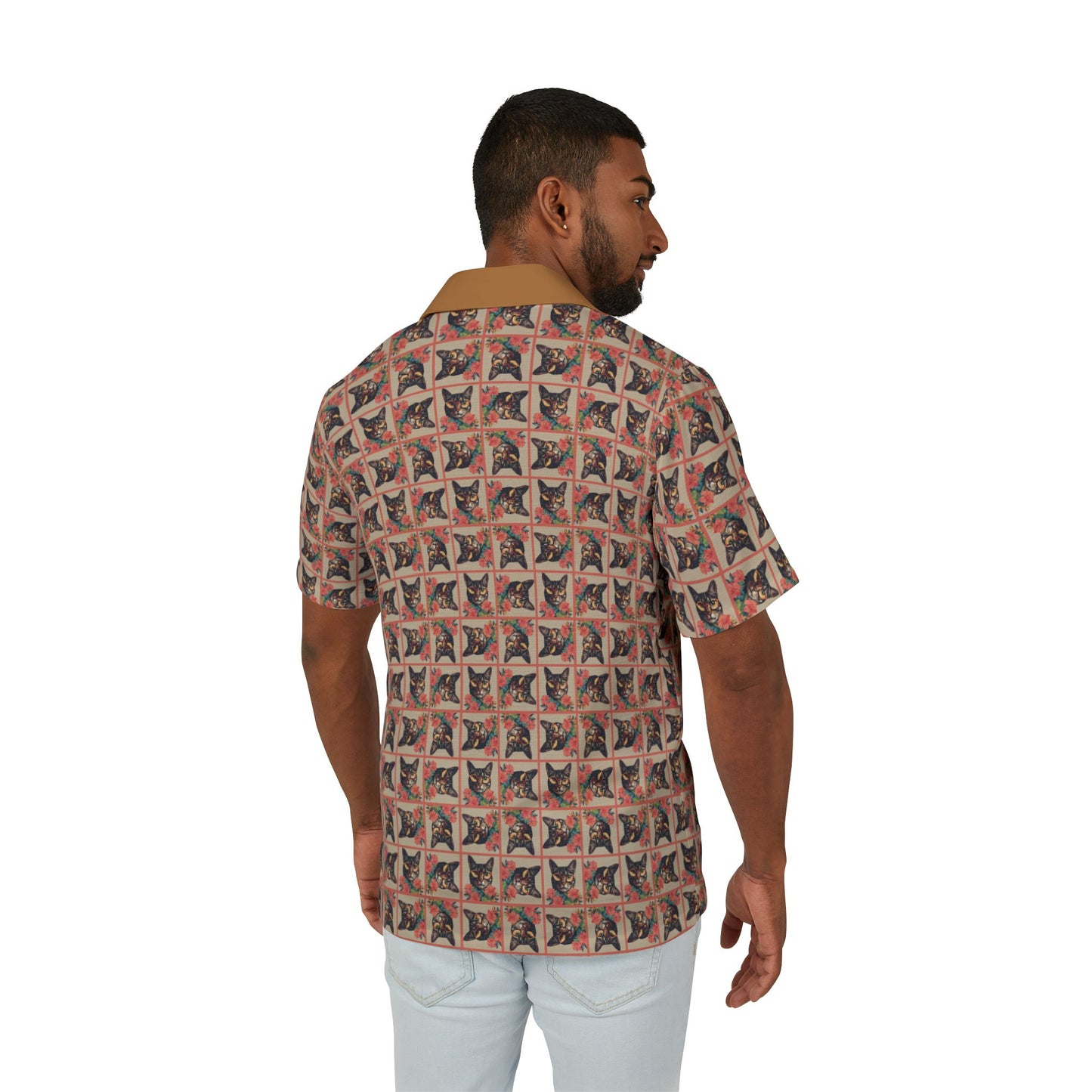 Four-Eyed Tropical Kitties Men's Hawaiian Camp Shirt