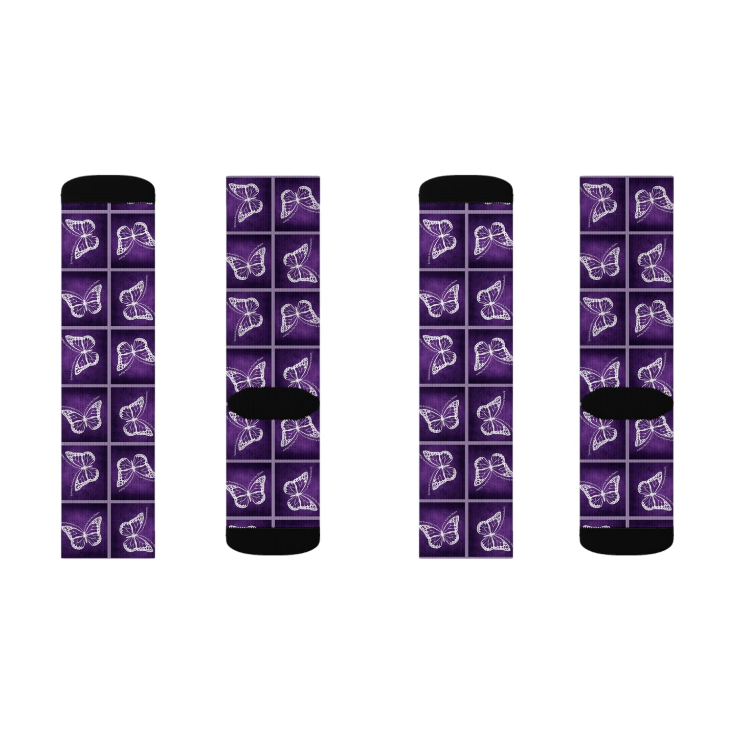 Purple Butterfly Pattern Sublimation Socks