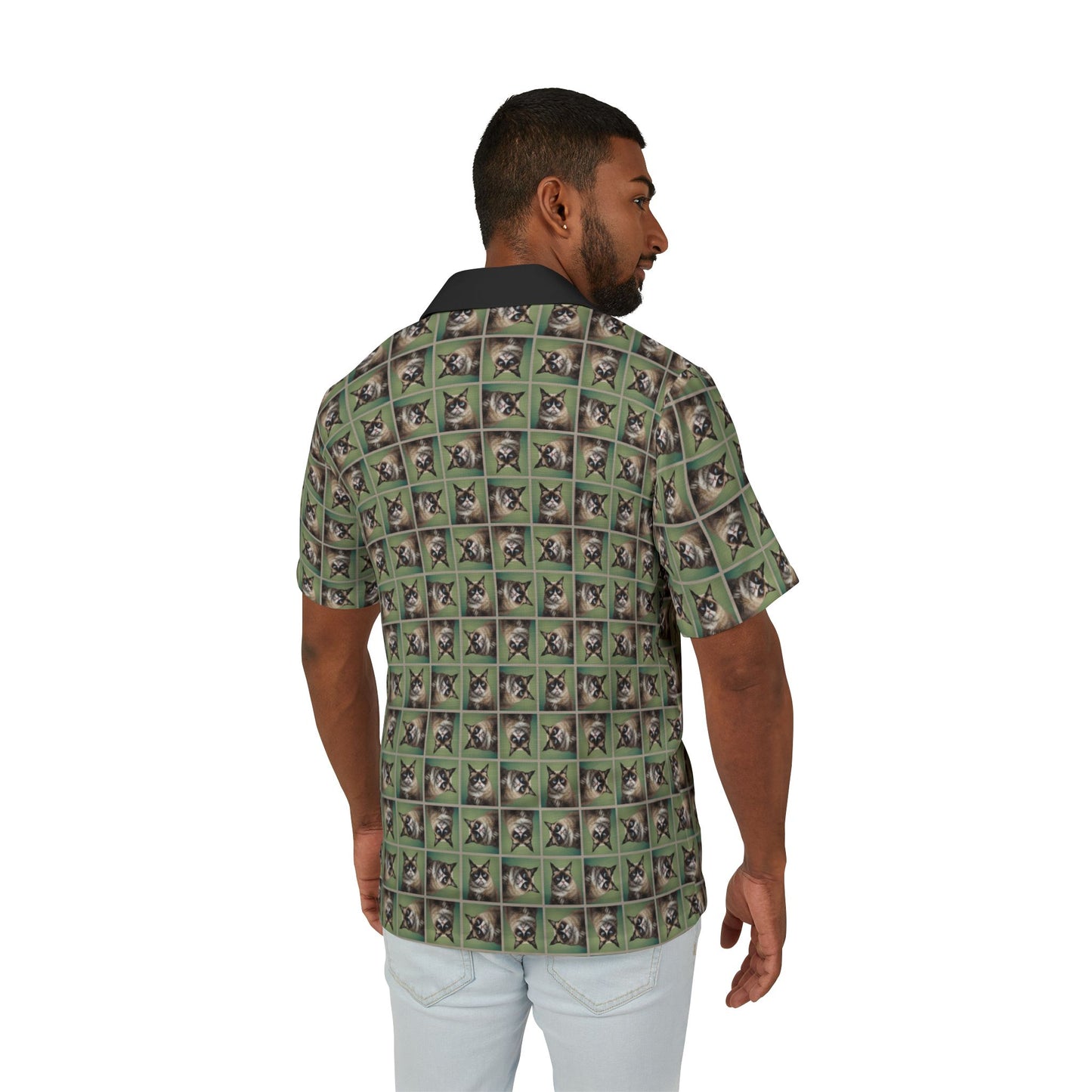 Grouchy Cat Men's Hawaiian Camp Shirt