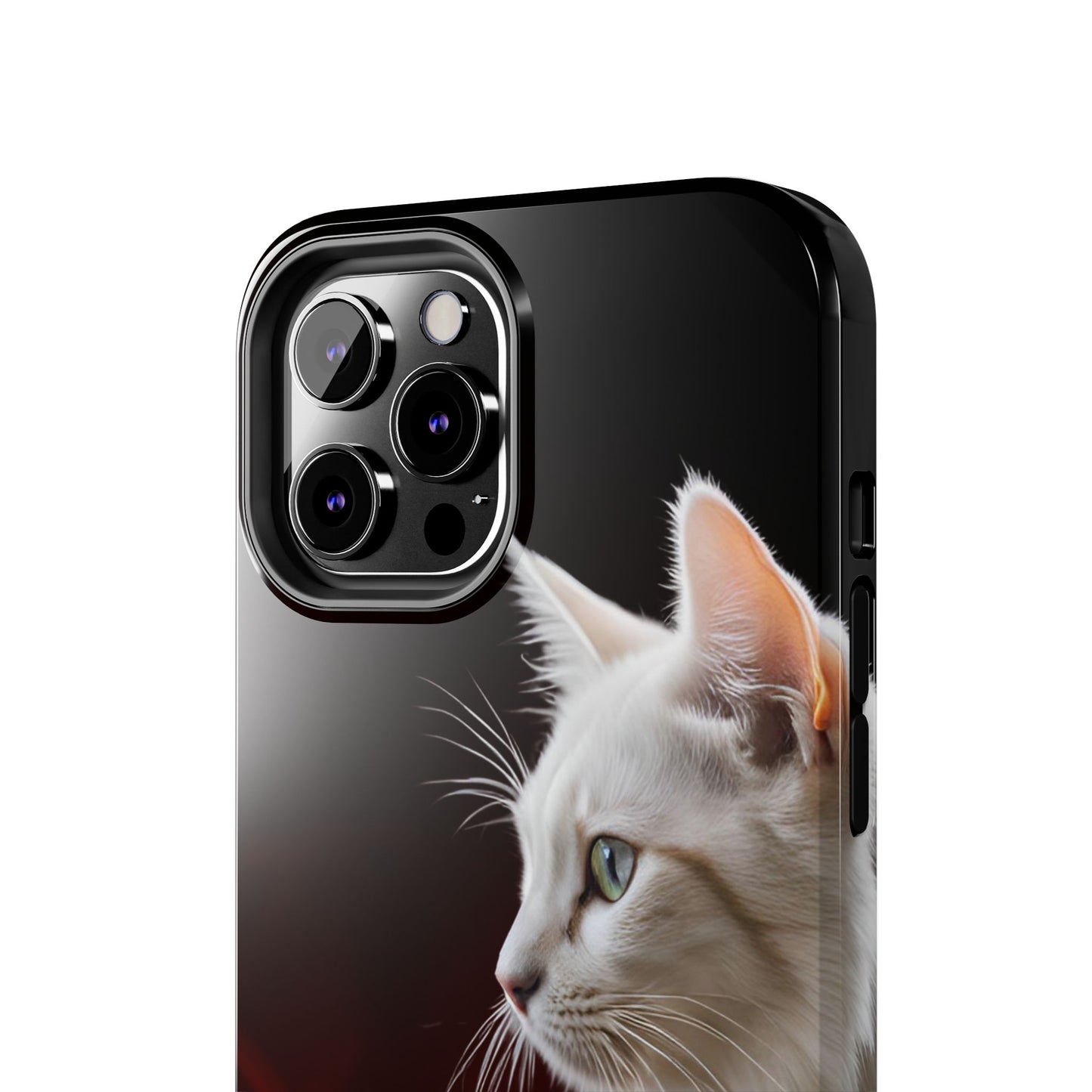 Stylish Tough Phone Case with White Cat Portrait - Perfect for Cat Lovers!