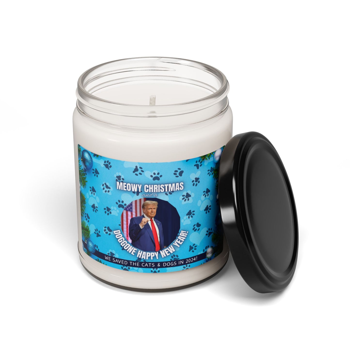 Meowy Christmas & Doggone Happy New Year Scented Soy Candle, 9oz