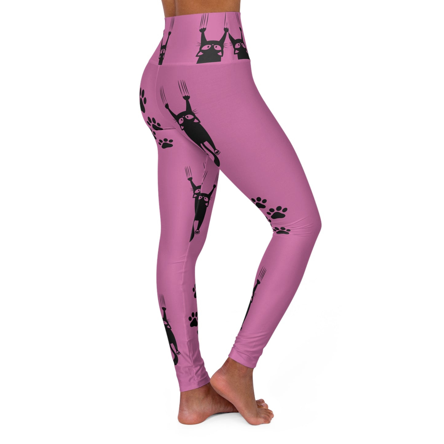 Pink Scared Kitty High Waisted Yoga Leggings