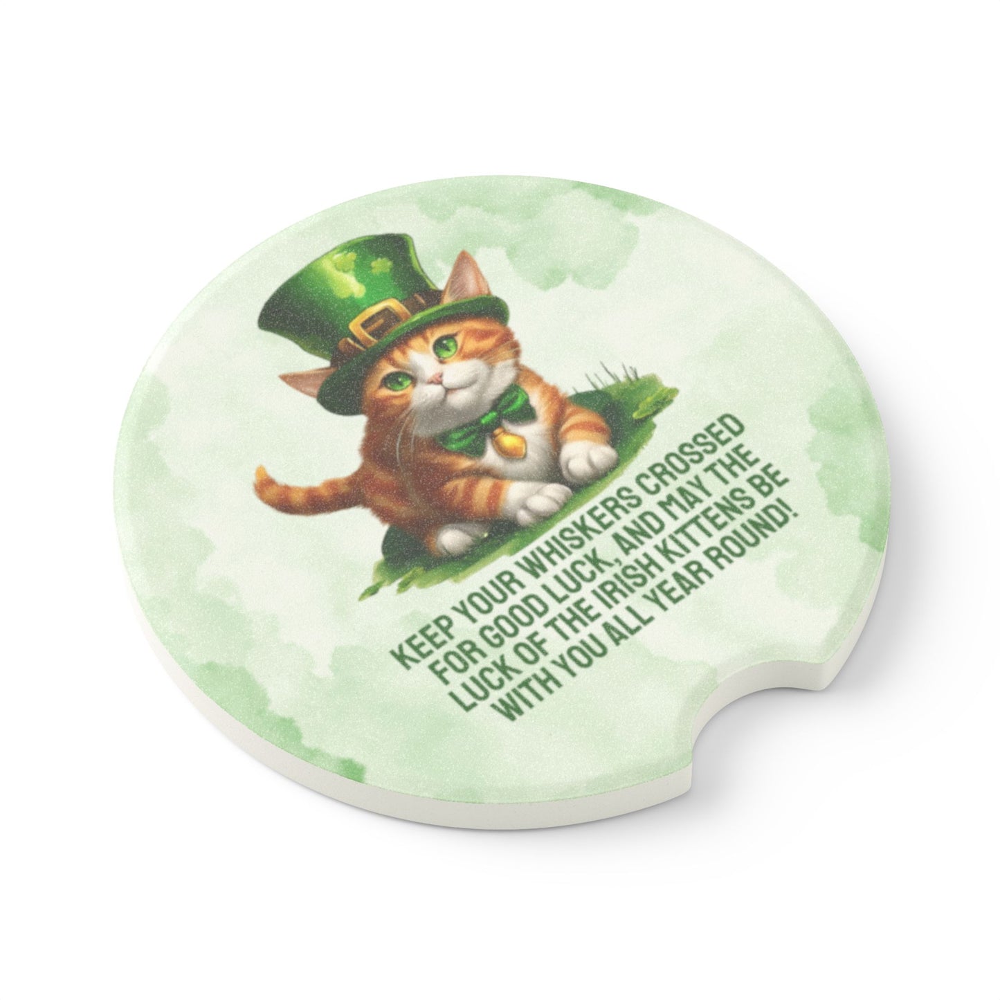 Irish Kitten Wish Soapstone Car Coaster